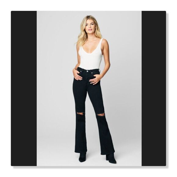 NEW! Blank NYC'The Franklin' Wide Leg Open Knee Jeans - size 28 in Black